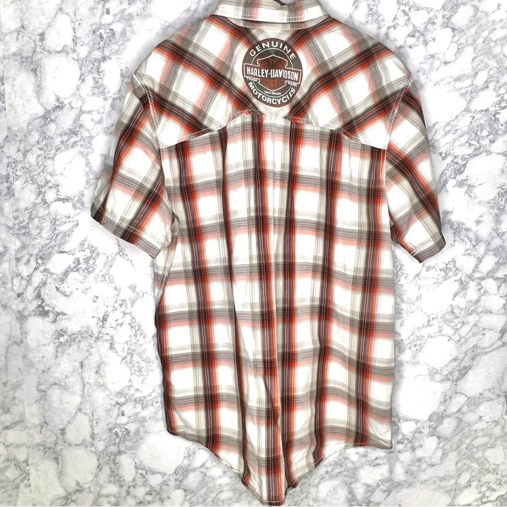 Harley Davidson Plaid Button Up Shirt Men XL Genuine Motorclothes Short Sleeve